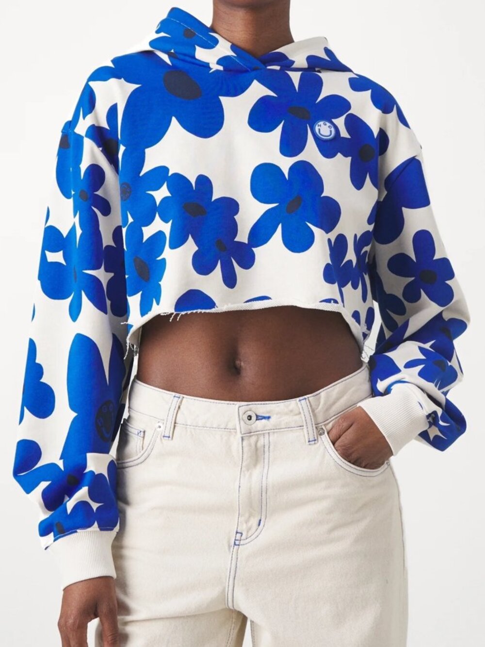 HUGO Blue DANARION_B Cropped Sweatshirt Size: S NWT